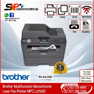 BROTHER MFC L2700D MULTIFUNCTION CENTRE (COPY, SCAN, FAX, DUPLEX DOUBLE SIDED PRINT) (1Y) (Copy)