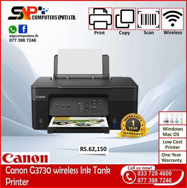 Canon PIXMA G3730 - Wireless Multifunction MegaTank Printer (PRMFCNG3730ASA) (Copy)
