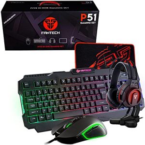 FANTECH P51 Gaming Set – Wired Keyboard, Mouse, Headset, Stand & Pad Combo