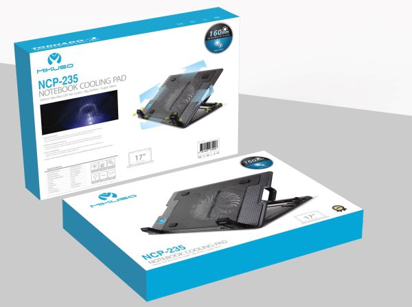 Mikuso NCP-235 Adjustable Gaming Laptop Stand Single Fans Notebook Cooler Gaming Laptop Cooling Pad (6MW) - Image 3