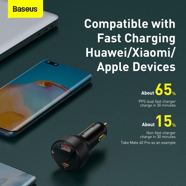 Baseus Supreme Digital Display PPS Duel Quick Charger TZCCZX-01 with Baseus Xiaobai series Fast Charging Cable Type-C to Type-C 100W (20V/5A) 1m Black (6MW) - Image 10