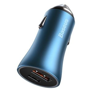 Baseus Golden Contactor Pro Fast USB Car Charger Type C / USB 40 W Power Delivery 3.0 Quick Charge 4+ SCP FCP AFC blue