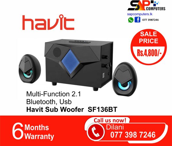 Havit Multi-Function 2.1 LED Light Usb SF136BT Subwoofer
